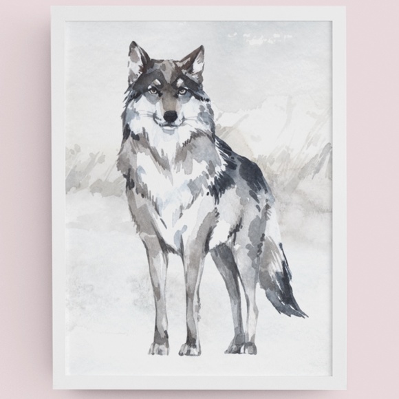Other - Wall Art Watercolor Wolf Portrait Illustration Print Poster Unframed